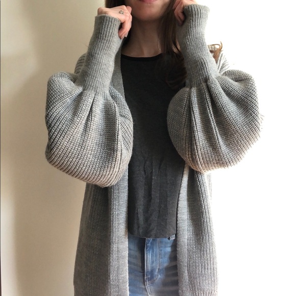 TOPSHOP BUBBLE SLEEVE OVERSIZED CARDIGAN - Picture 5 of 8